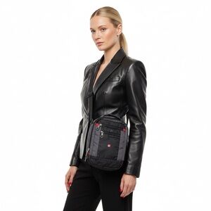 SWISS GEAR CROSSBODY BAG BLACK GRAY TRAVEL SHOULDER BAG UNISEX